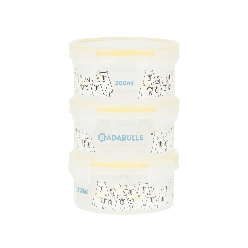 Recipientes de alimentos (3 x 300 ml) de Badabulle con dibujo de osos