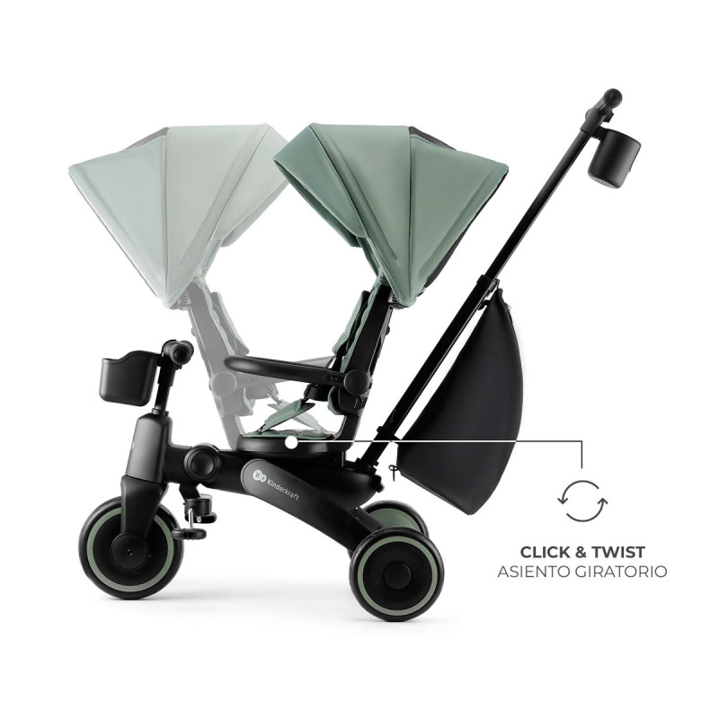 Asiento giratorio del triciclo evolutivo 6 en 1 JAZZ 2 de Kinderkraft en color verde