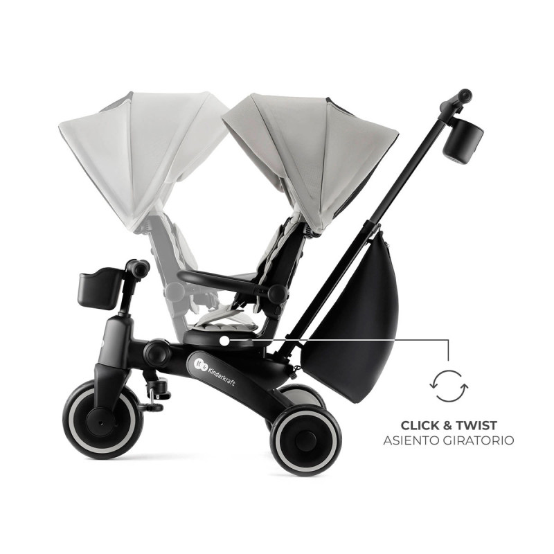 Asiento giratorio del triciclo evolutivo 6 en 1 JAZZ 2 de Kinderkraft en color gris