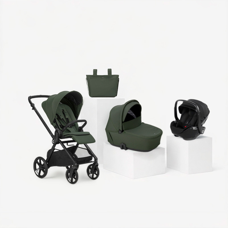 Jané Muum TRIO cochecito en color verde botanic con portababé negro matt black