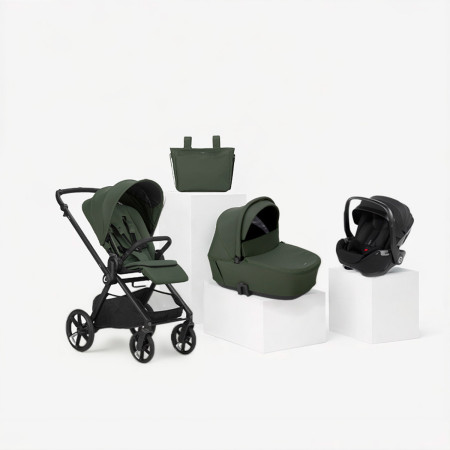 Jané Muum TRIO cochecito en color verde botanic con portababé negro matt black