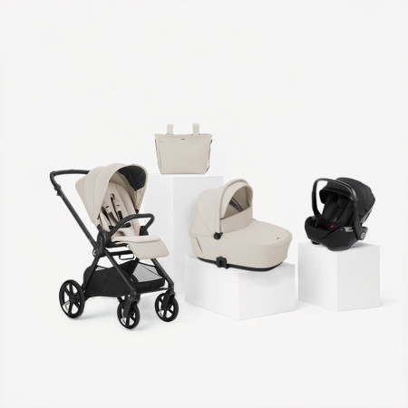 Jané Muum TRIO cochecito en color beige sand II con portababé negro matt black