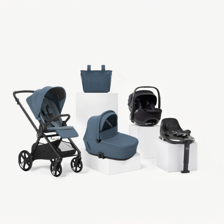 Jané Muum TRIO cochecito en color azul seal con portababé negro matt black y base isofix
