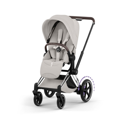 silla de paseo cochecito e-priam style de Cybex con chasis chromebrown en gris city grey