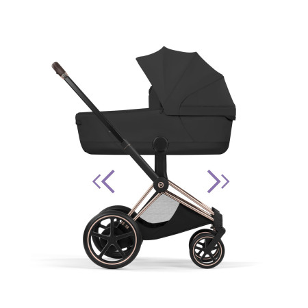 cochecito e-priam style de Cybex con chasis rosegold en negro sepia black